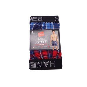 NIP Hanes 3 Pack Comfort Flex Fit Plaid Tagless Boxers Sz S Assorted Stretch